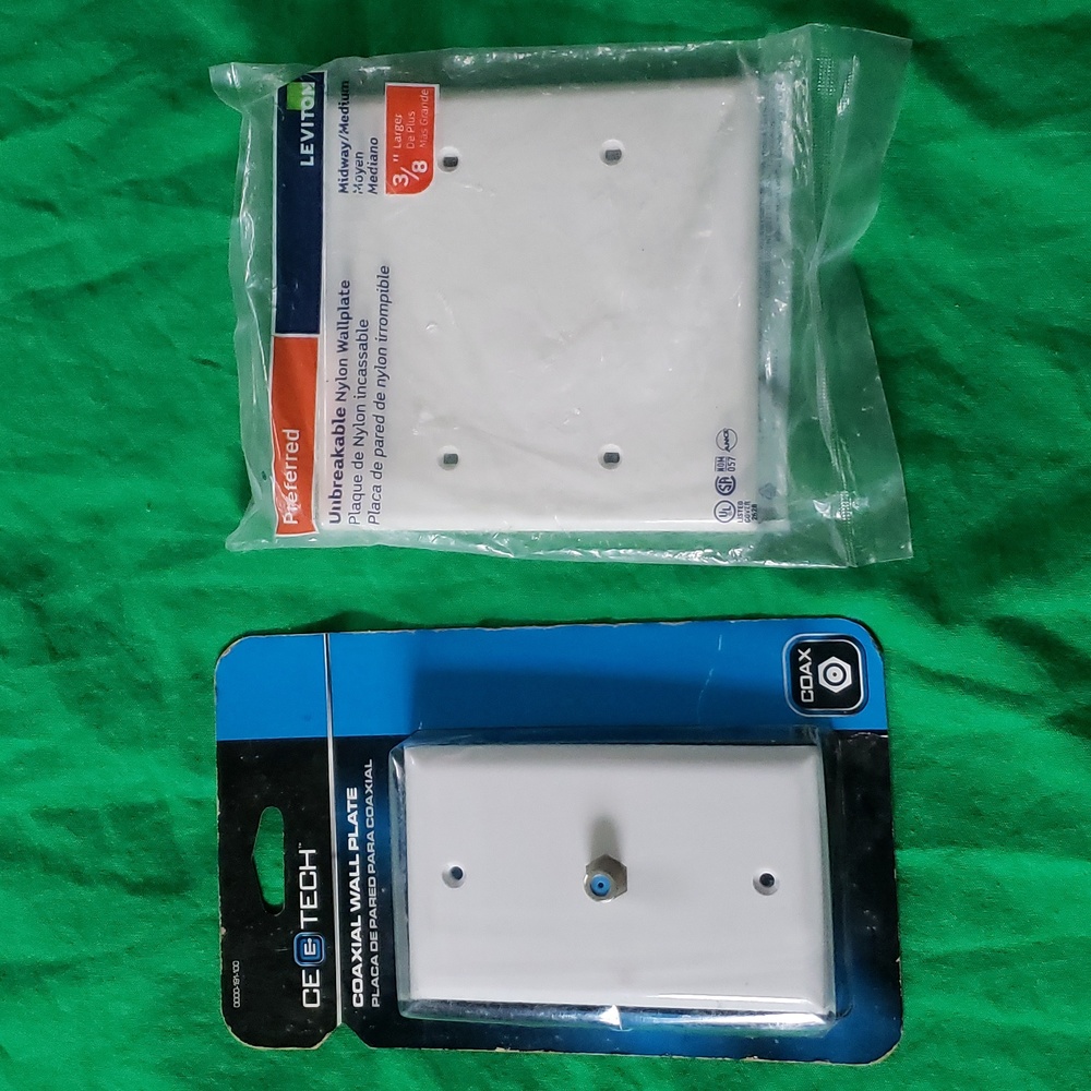 CE Tech Coaxial Wall Plate & Leviton Preferred Medium 3/8" Wall Plate New